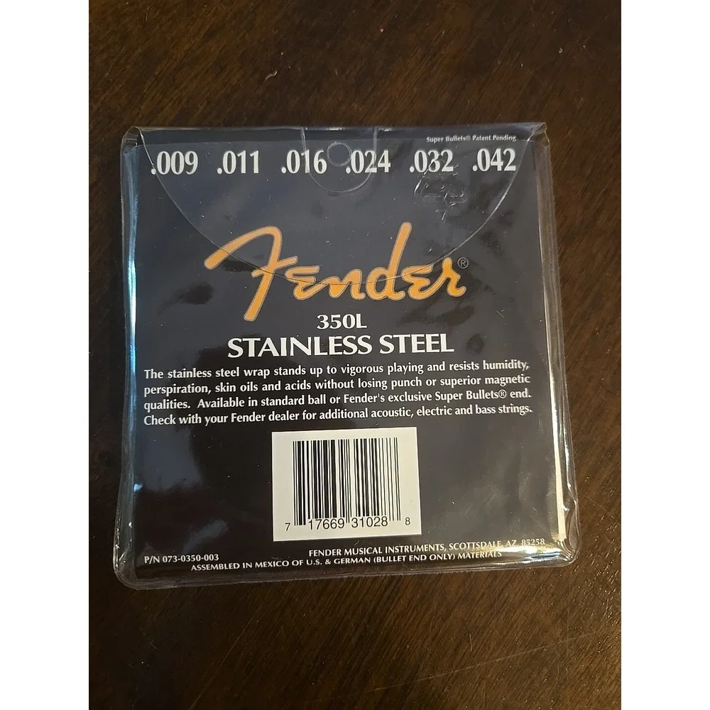Fender Guitar Strings 350L Stainless 350's Stainless Steel 09-42